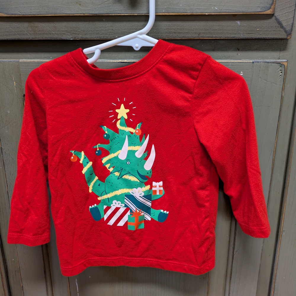 Cat & Jack Red Long Sleeve Tee with Dinosaur and Gifts